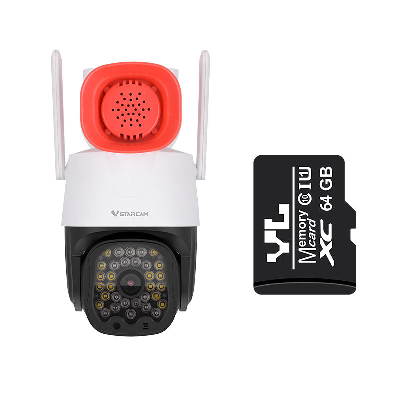 WiFi 1080P Fire Alarm Camera with Big Loudspeaker, Smoke Detection, Red&Blue Warning light, Color Night Vision, 2-Way Intercom, for Timely Notification | CS666