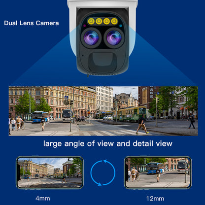 กล้องรักษาความปลอดภัยแบตเตอรี่ซูมเลนส์คู่ 2023 | กล้อง HD Color Night Vision กลางแจ้ง (แผง) | การแจ้งเตือนตามเวลาจริง | CB67D