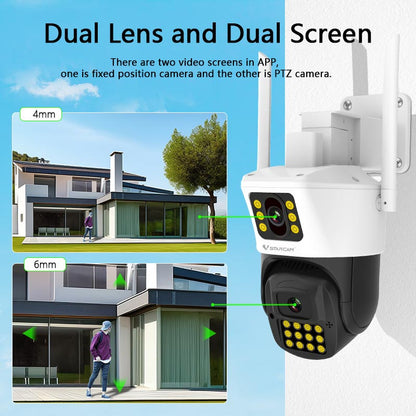 4MP HD Dual-lens Outdoor Security Camera, Auto Tracking 360° PTZ WiFi Camera for Home Security,AI Montion Detection, 2 Way Audio, Sound & Light Alarm| CS663DR
