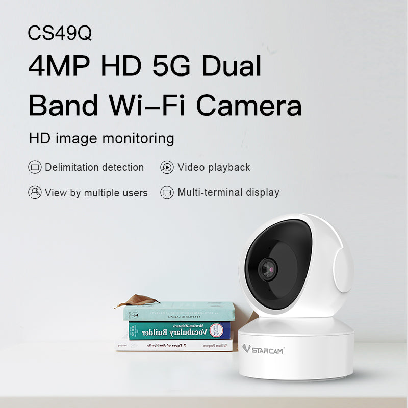 4MP HD 5G Dual Band WiFi Camera Indoor for Home Security with AI Detection, Pan/Tilt, Smoke Sound Detection, Two-way Talk, TF&Cloud Storage l CS49Q