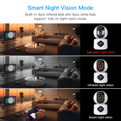 กล้องรักษาความปลอดภัยภายในอาคาร 2.7K 5MP, กล้องสำหรับทารก/สัตว์เลี้ยง/ในครัวเรือน, 360° PTZ Intelligent Safety Monitor, Color Night Vision, Motion Tracking, Two-way Audio | C992DR