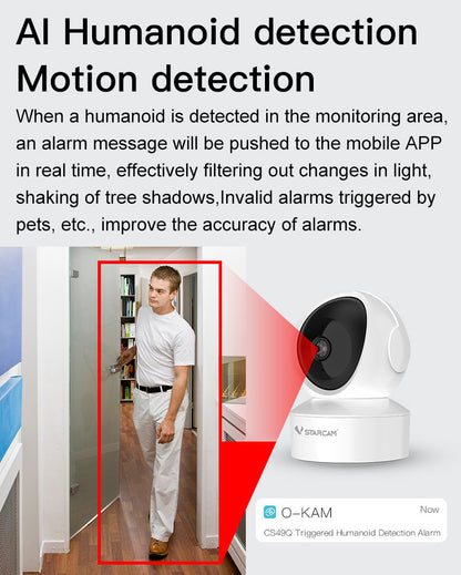 4MP HD 5G Dual Band WiFi Camera Indoor for Home Security with AI Detection, Pan/Tilt, Smoke Sound Detection, Two-way Talk, TF&Cloud Storage l CS49Q